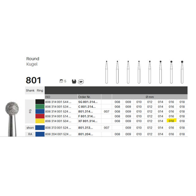 Edelingh diamant rund FG 001/016 XF, gul, 5 stk.