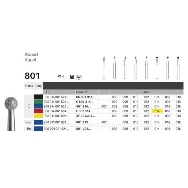 Edelingh diamant rund FG 001/014 F, rød, 5 stk.