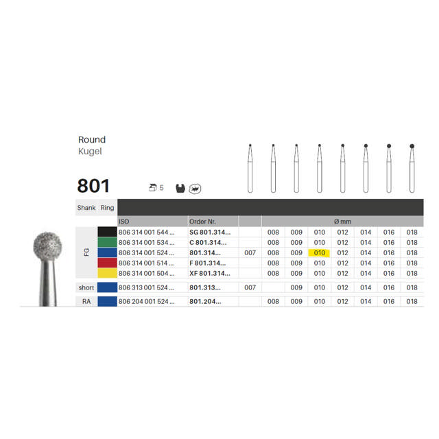 Edelingh diamant rund  FG 001/010 M, blå, 5 stk.