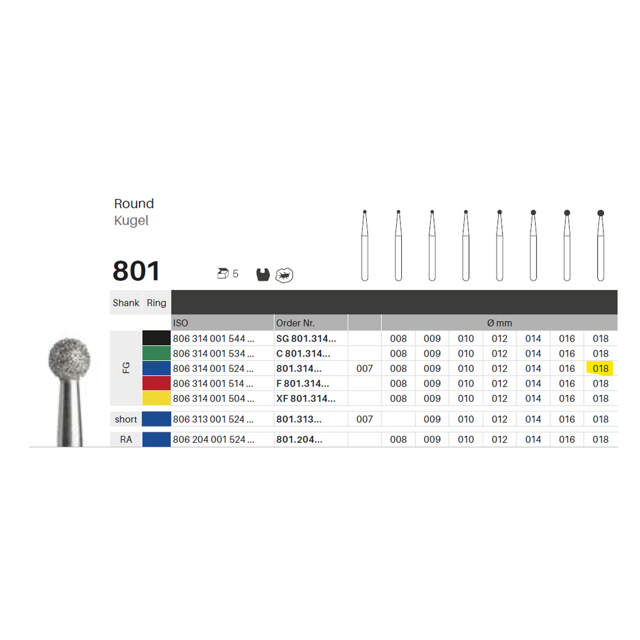 Edelingh diamant rund FG 001/018 M, blå, 5 stk.