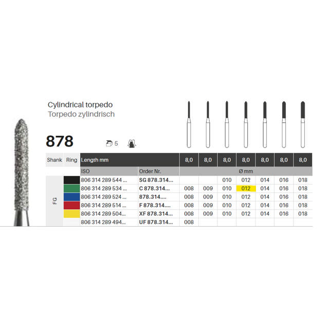 Edelingh diamant torpedo FG 289/012 C, grøn, 5 stk.