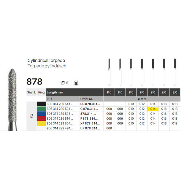 Edelingh diamant torpedo FG 289/014 C, grøn, 5 stk.