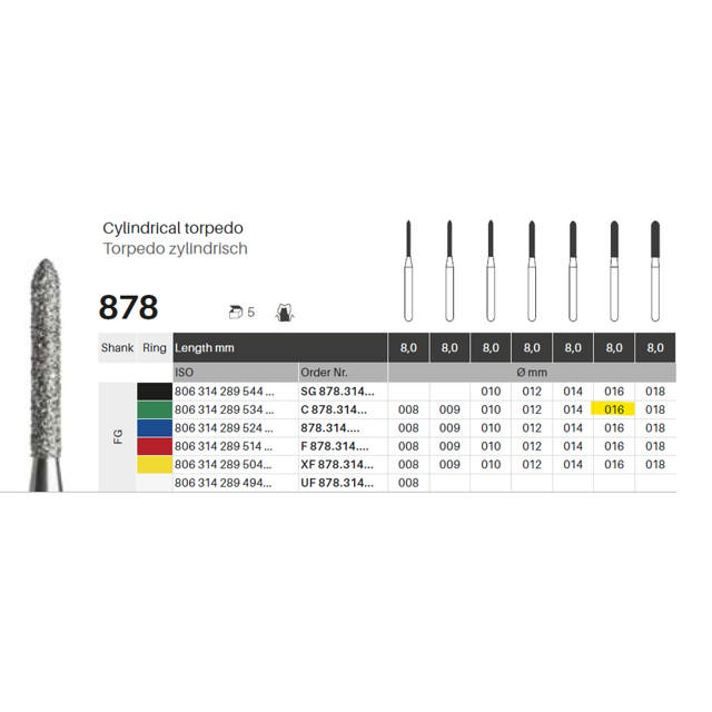 Edelingh diamant torpedo FG 289/016 C, grøn, 5 stk.