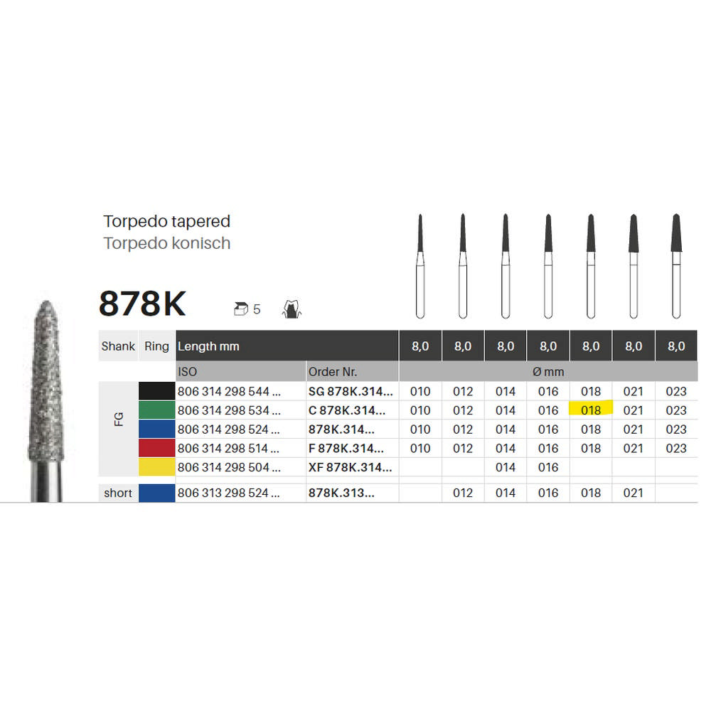 Edelingh diamant torpedo FG 289/018 C, grøn, 5 stk.