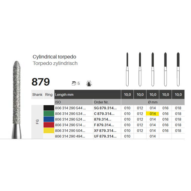 Edelingh diamant torpedo FG 290/014 C, grøn, 5 stk.
