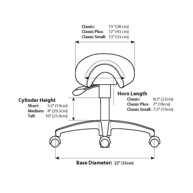 Saddelstol Bambach, sort premium læder, Small