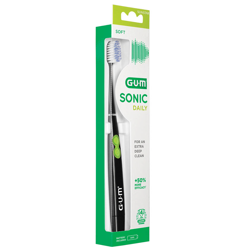 Gum Sonic Daily tandbørste m/batteri, sort