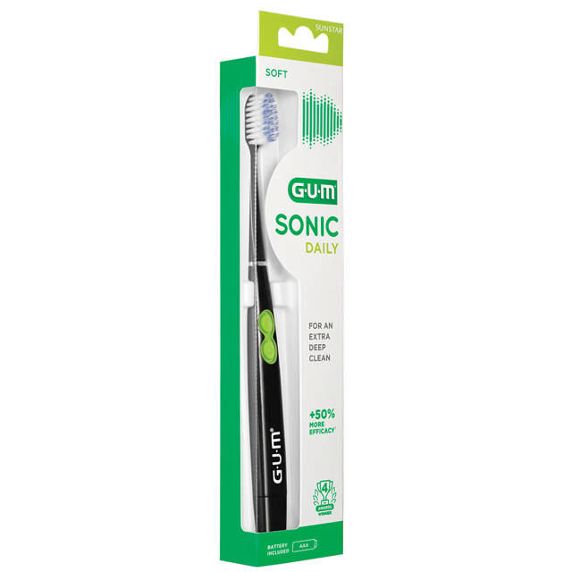 Gum Sonic Daily tandbørste m/batteri, sort