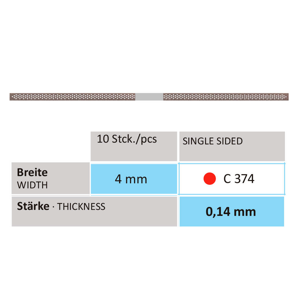 Horico diamantstrips, C374, fin 4 mm, 10 stk