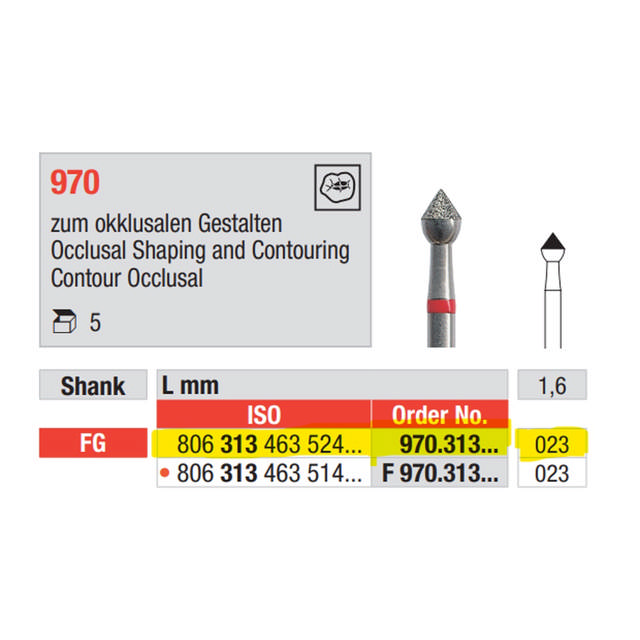 Edenta diamant Raptor FG 970/023, 5 stk.