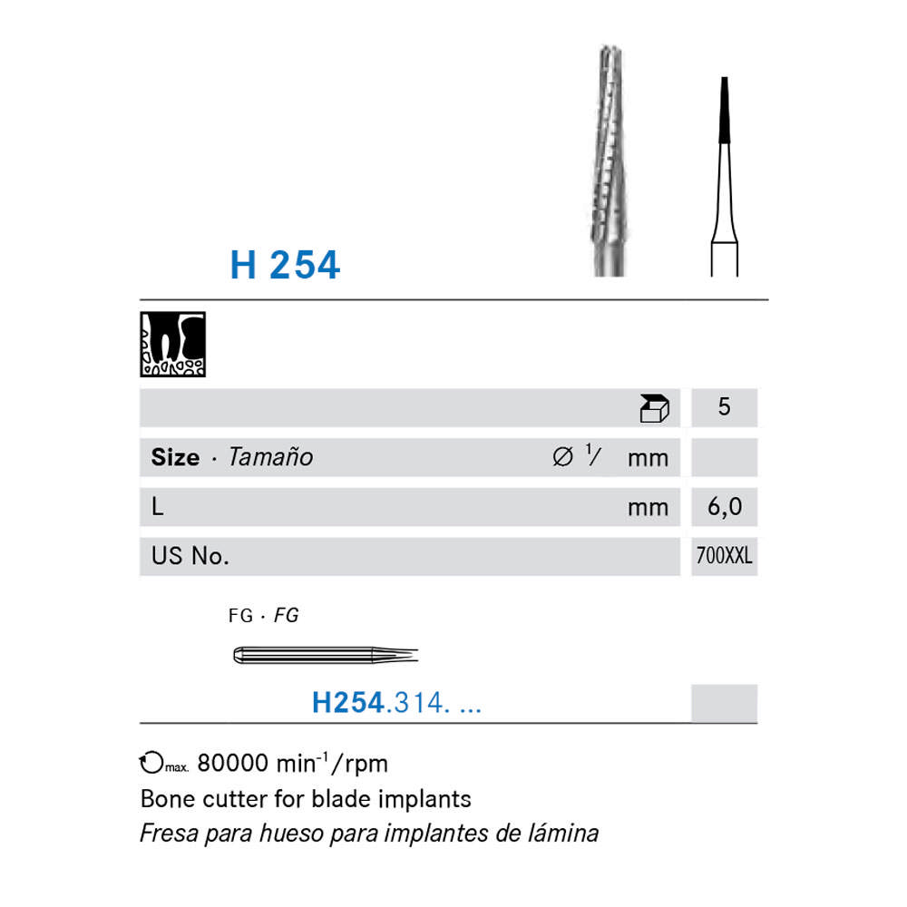 Komet HM fræser H254, konisk FG H254/012, 5 stk