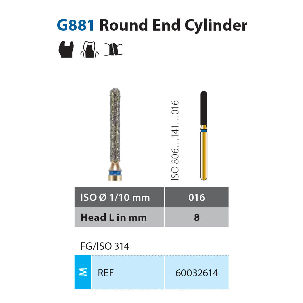 Diatech diamant cylinder FG G881-016-8-ML blå 5 stk