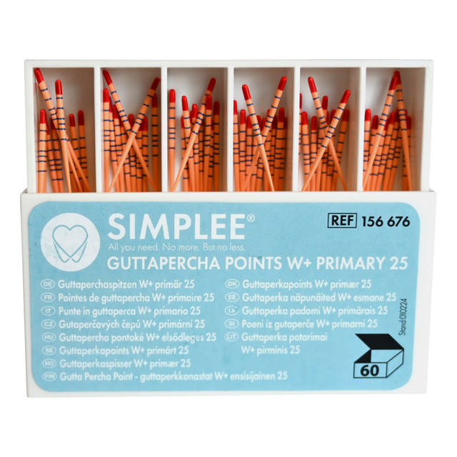 Simplee W+ Gold guttaperkapoints Primær rød 60stk.