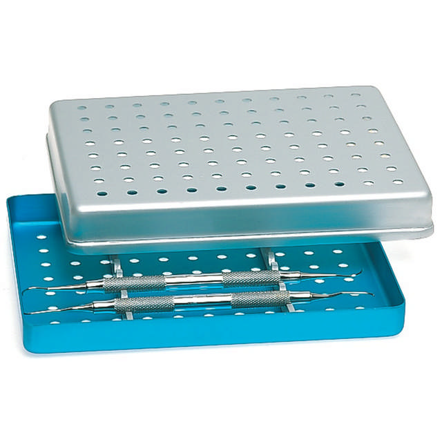 Nichrominox låg til halve aluminiumsbakker, perforeret, grå