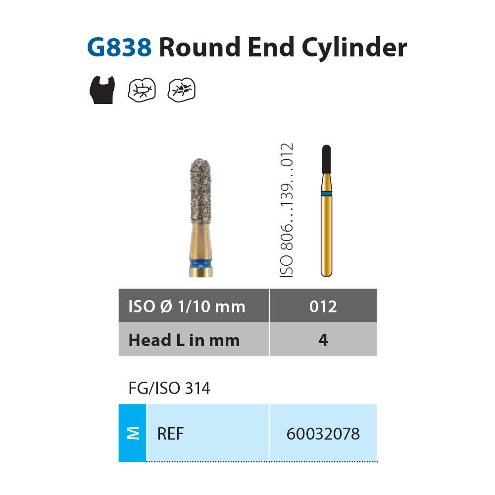 Diatech diamant cylinder FG G838-012-4-ML blå 5stk