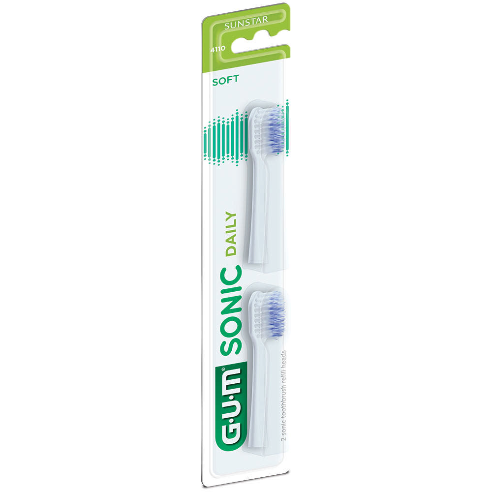 Gum Sonic Daily børstehoveder, Soft, hvid 2 stk