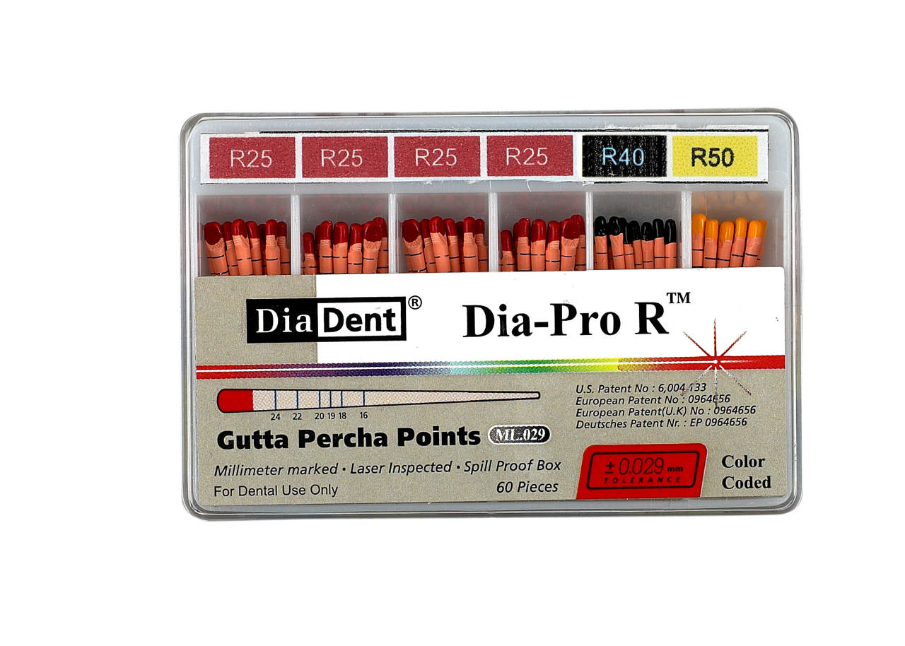 Diadent Guttaperka points, R50, gul, Dia-ProR reciproc