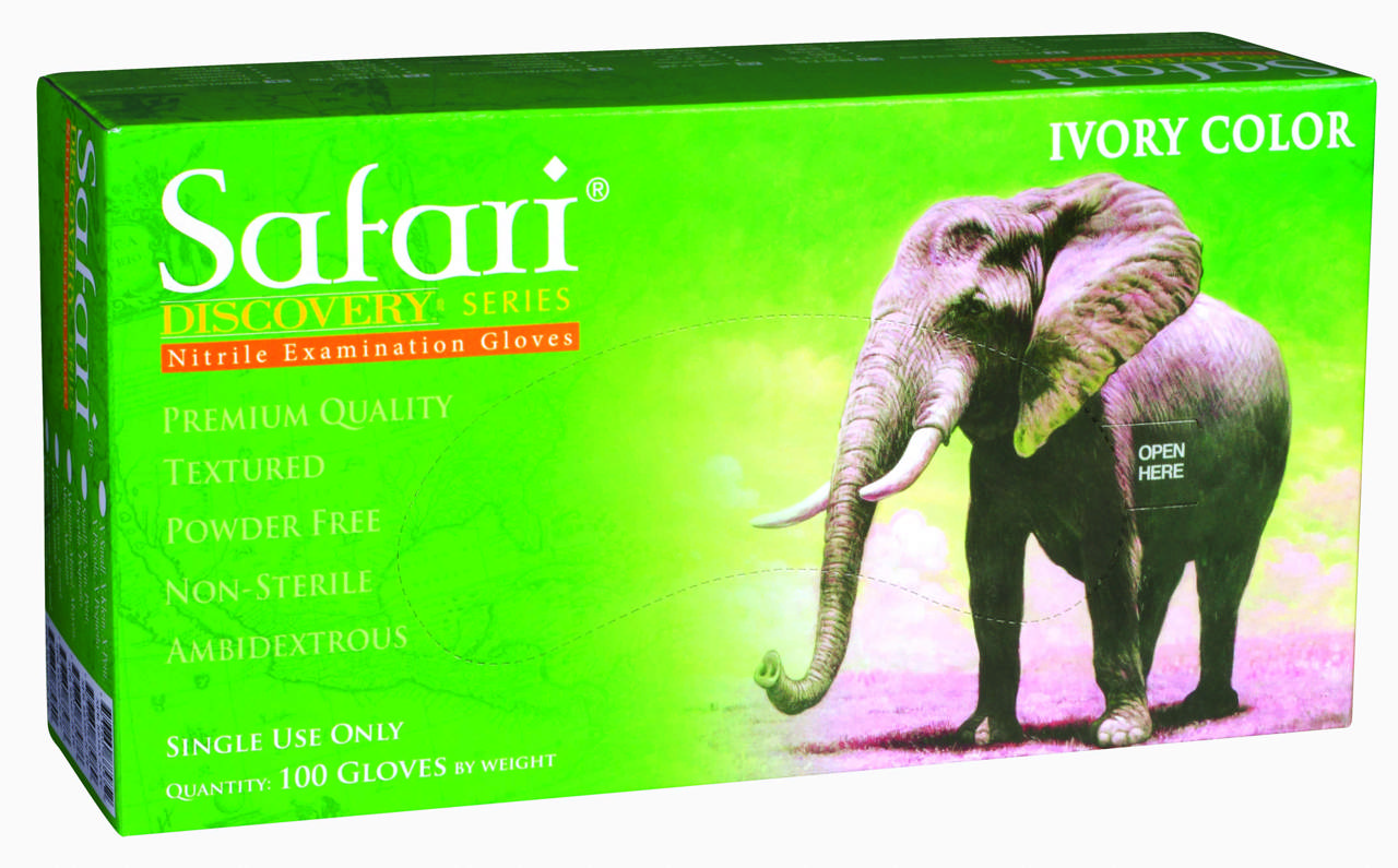 Safari Nitril handske hvid, medium, 100 stk.