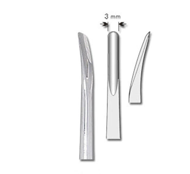 Elevationsinstrument, 3 mm bred, buet bagud, 1 stk