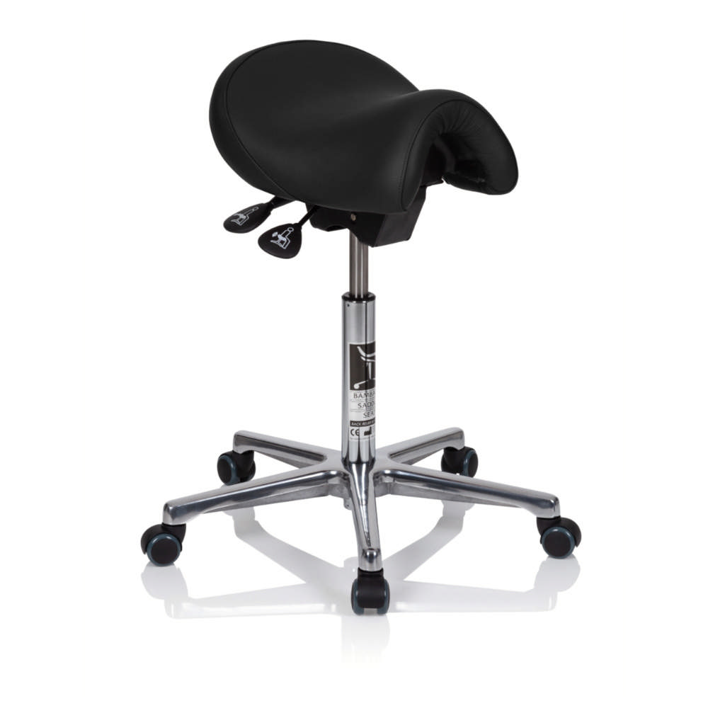 Saddelstol Bambach, sort premium læder, large