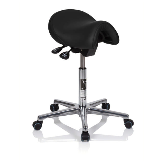 Saddelstol Bambach, sort premium læder, large